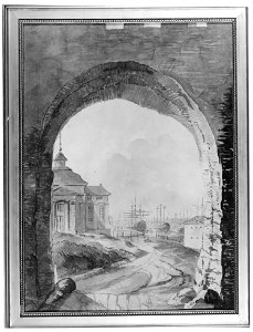 Stadsbild-Amiralitetskyrkan i Karlskrona - Sjöhistoriska museet - O 11326