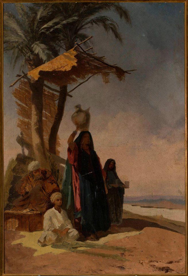 Stanisław Chlebowski - Eastern genre scene under a palm tree - MP 1061 MNW - National Museum in Warsaw