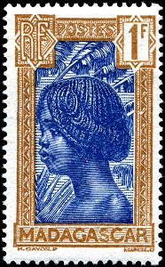 Stamp Madagascar 1930 1fr. Free illustration for personal and commercial use.