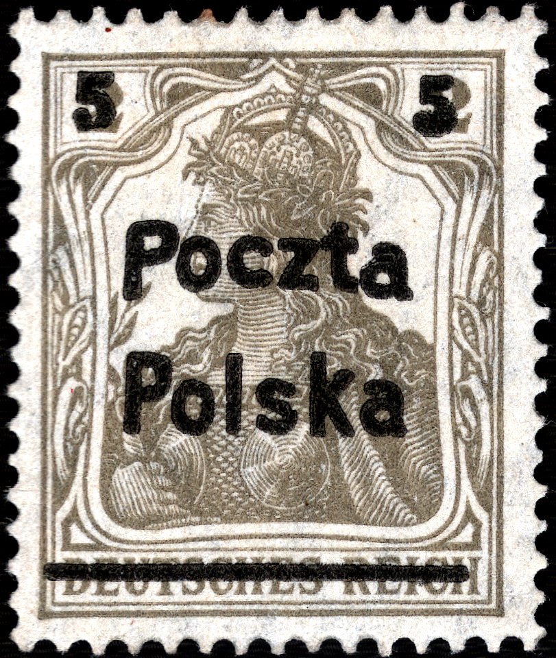 Stamp PL Mi130 over DE Mi102