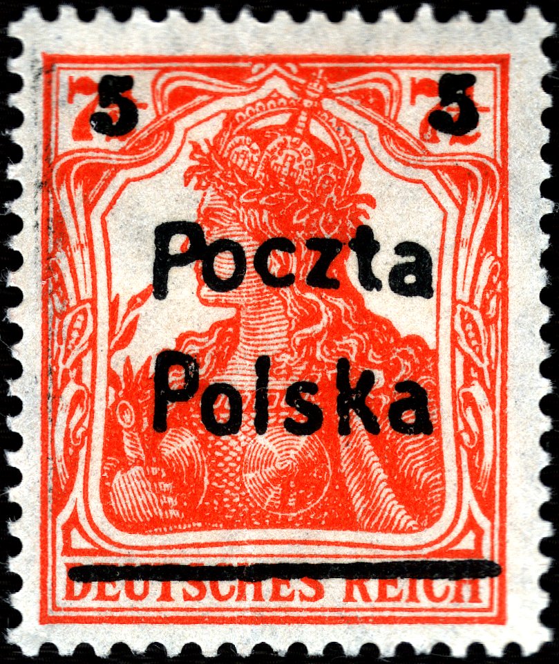 Stamp PL Mi131 over DE Mi99