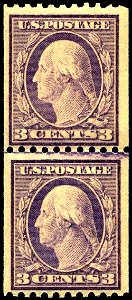 Stamp US 1917 3c Washington perf10h line pair
