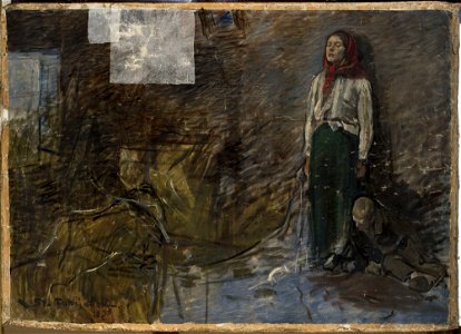 Stanisław Fabijański - Two figures indoors - MP 4597 MNW - National Museum in Warsaw