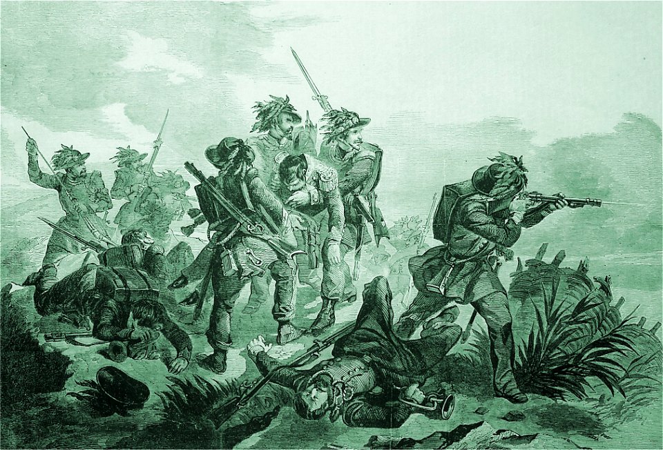 Stanislao Grimaldi del Poggetto, Bersaglieri alla Battaglia di Rivoli, 22 luglio 1848 (Bersaglieri at the Battle of Rivoli, 22 July 1848) (1850)