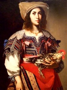 Stanzione, Massimo - Woman in Neapolitan Costume - 1635. Free illustration for personal and commercial use.