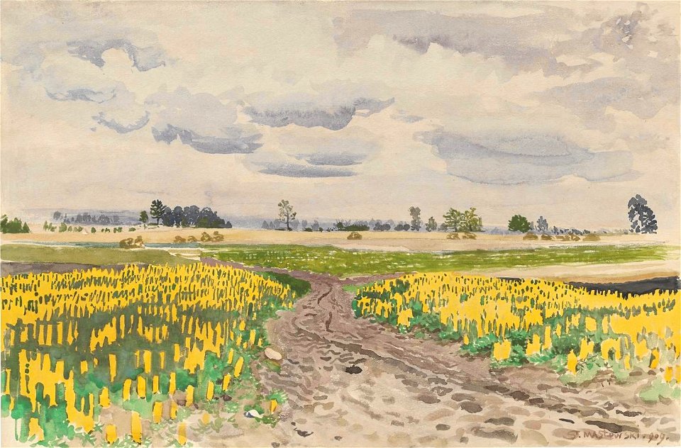 Stanisław Masłowski (1853-1926, Łubin - Droga polna (Lupin - A Cart way), watercolor on paper, 1909