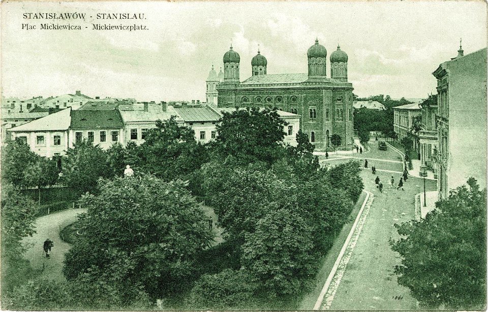 Stanisławów -Stanislau. Plac Mickiewicza. Synagoga Tempel