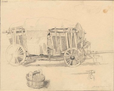 Stanisław Masłowski (1853-1926), A study of freight waggon, pencil on paper, ca 1875