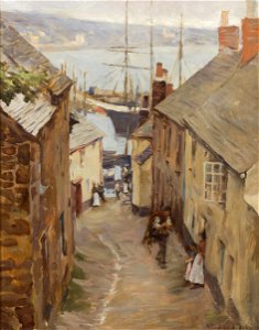 Stanhope Forbes - Newlyn, Cornwall (Trewarveneth Street)