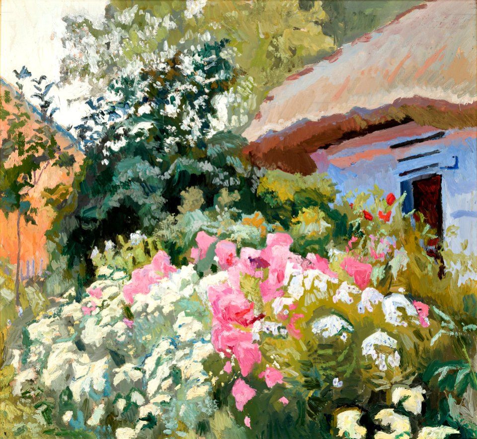 Stanisław Kamocki - Flowers in Front of the Cottage - MNK II-b-960 - National Museum Kraków