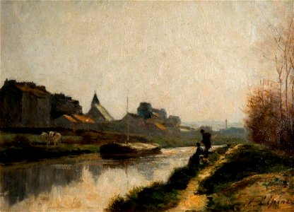 Stanislas Lépine (1835-1892) - Le canal - GR.150 - The New Art Gallery Walsall. Free illustration for personal and commercial use.