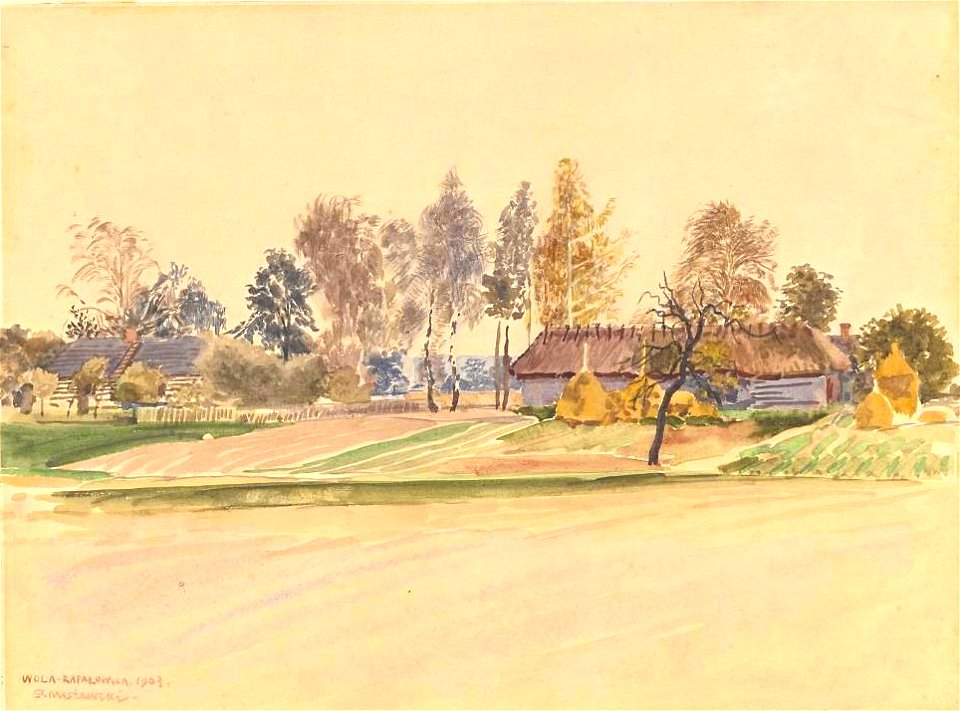 Stanisław Masłowski (1853-1926), Wola Rafalowska, watercolor on paper, 1903