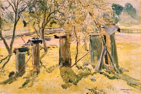 Stanisław Masłowski (1853-1926) Beehives, watercolour, 1924