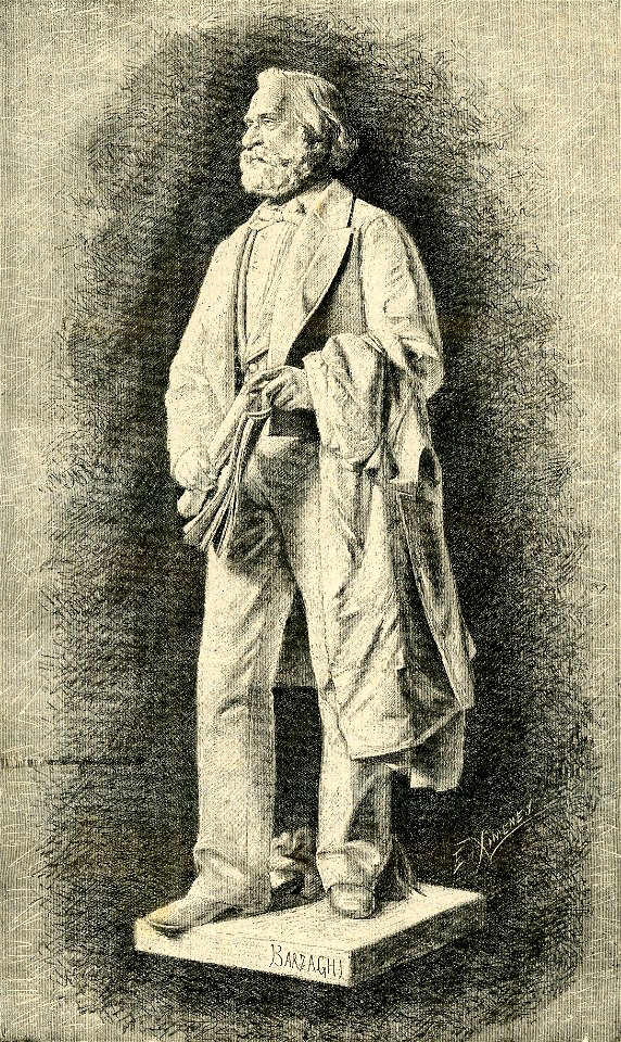 Statua di Giuseppe Verdi eretta nell’atrio della Scala