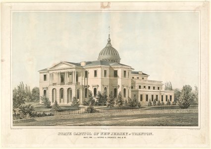 State Capitol of New Jersey at Trenton. Built 1794. Altered & enlarged 1845 & 46 - H. Whateley ; John Notman, Phila, archt. ; H. Whateley, del. ; T. Sinclair's lith., Philada. LCCN92507914