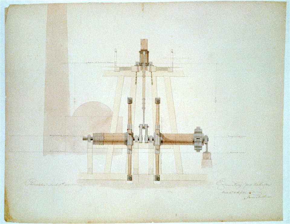Steam engine, Washington Navy Yard, Washington, D.C. Transverse section of engine LCCN2001697344