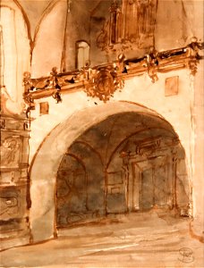 Stanisław Noakowski - Wnętrze kościoła. Widok na kruchtę i chór muzyczny. - Google Art Project