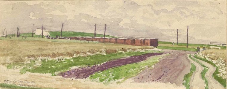 Stanisław Masłowski (1853-1926) Landscape with a goods train