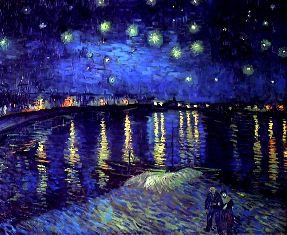 Starry Night Over the Rhone by Vincent van Gogh, 'lightballs'