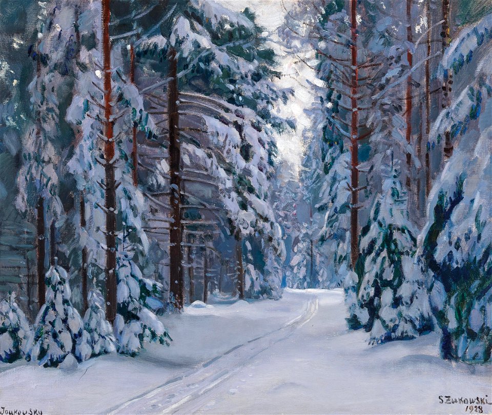 Stanisław Żukowski Verschneiter Waldweg 1928