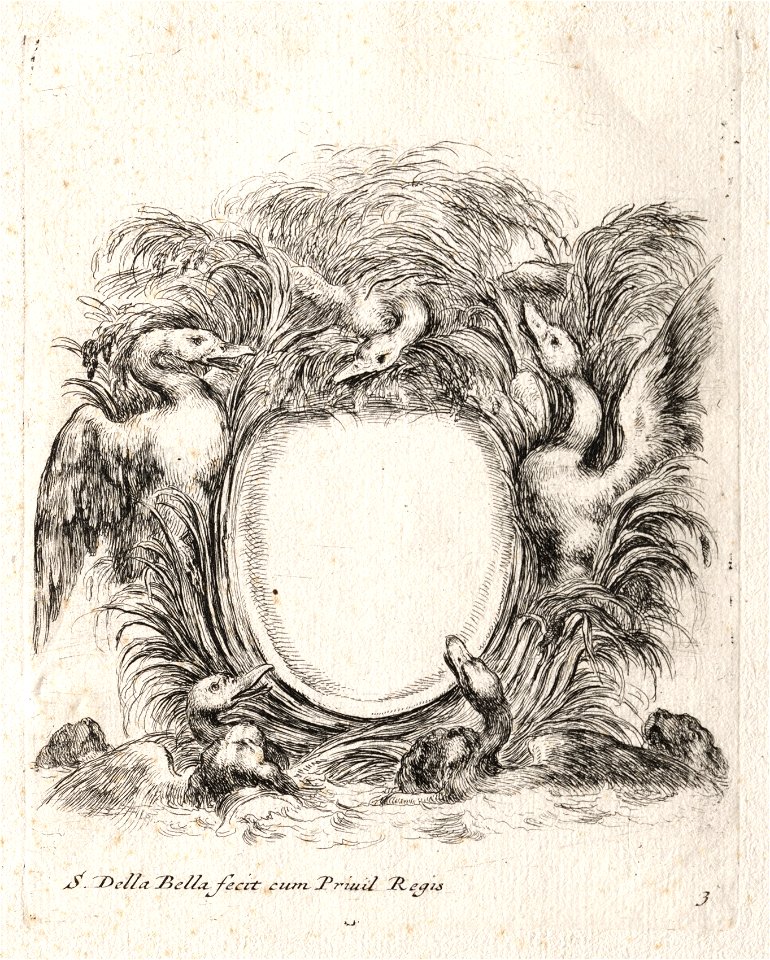 Stefano Della Bella (Italian, 1610-1664) - New Model for a Cartouche - 1972.137.3 - Cleveland Museum of Art