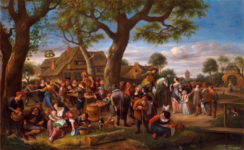 Jan Steen - Feestende boeren bij een herberg (ca. 1676)