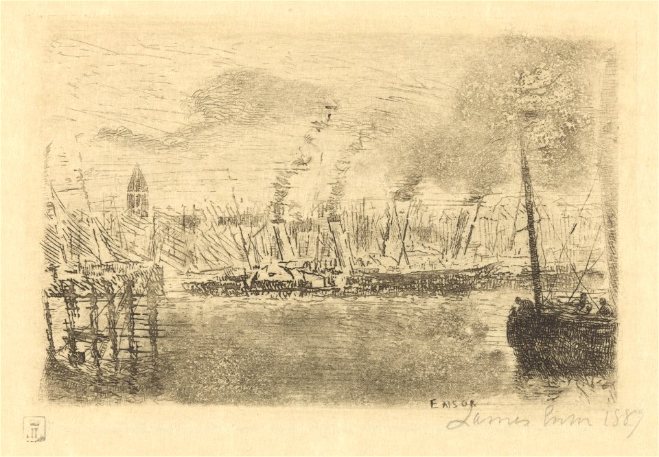 Steamboats, print by James Ensor, 1889, Prints Department, Royal Library of Belgium, S. III 68837