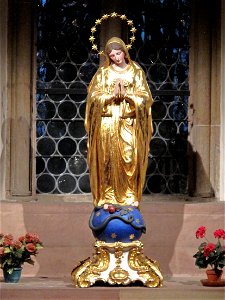 Statue of Virgin Mary in the Cathedral of Strasbourg