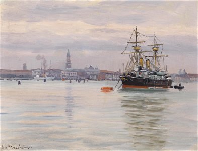 Stefanie von Strechine Dampfer vor Anker (Venedig)