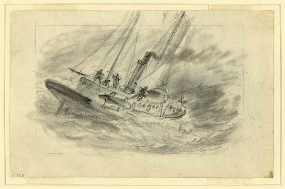 Steam ship in storm, man overboard LCCN2004660690
