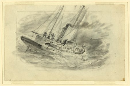 Steam ship in storm, man overboard LCCN2004660690