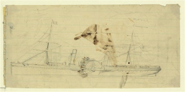 Steamship with sidewheel and two masts LCCN2004660030