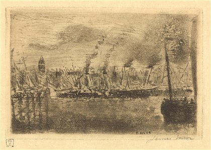 Steamboats, print by James Ensor, 1889, Prints Department, Royal Library of Belgium, S. IV 29322