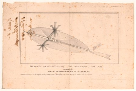 Steam-kite, or inclined plane, for navigating the air, invented by John H. Pennington, of Baltimore, Md. LCCN2003677121. Free illustration for personal and commercial use.