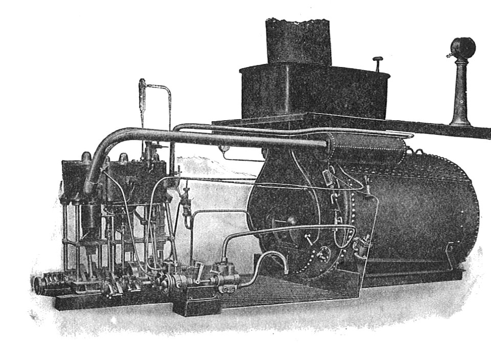 Steamboat plant, with Savery boiler (Rankin Kennedy, Modern Engines, Vol V)