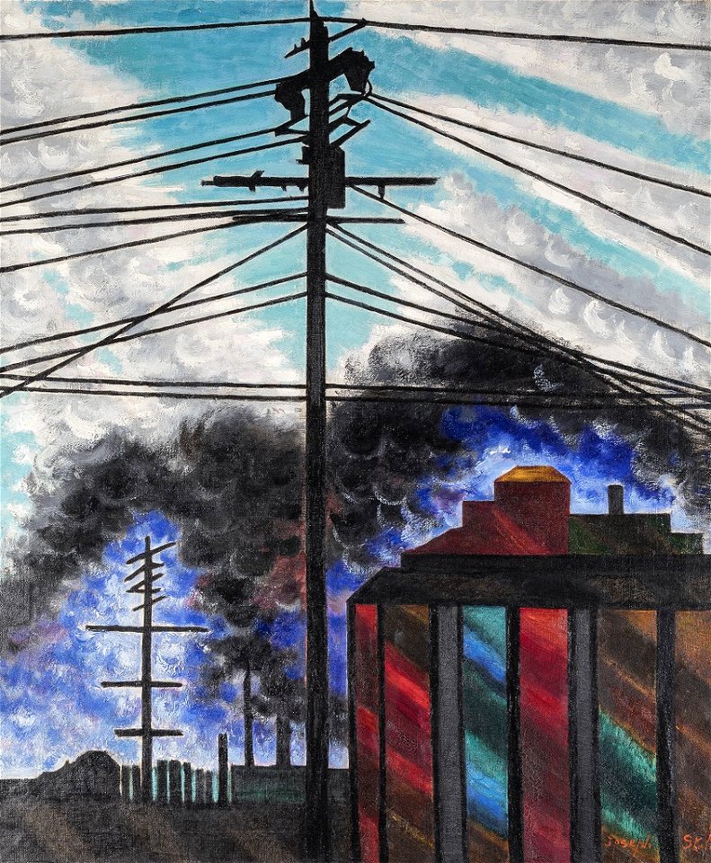 Joseph Stella - Telegraph Poles with Buildings