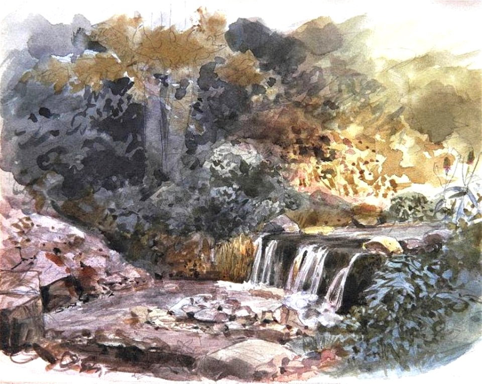 Steinlach um 1870 - Lavierte Zeichnung von Eduard von Kallee