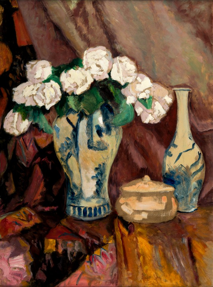 Stefan Filipkiewicz - Still Life with White Roses in a Vase - MNK II-b-518 - National Museum Kraków