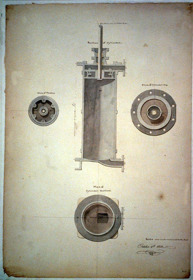 Steam engine, Washington Navy Yard, Washington, D.C. Piston cylinder plans & section LCCN2001698051