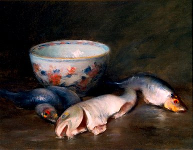 Still Life with Fish by William Merritt Chase, c. 1910, High Museum of Art. Free illustration for personal and commercial use.