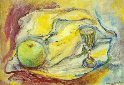 Still Life with an Apple and Glass. Free illustration for personal and commercial use.
