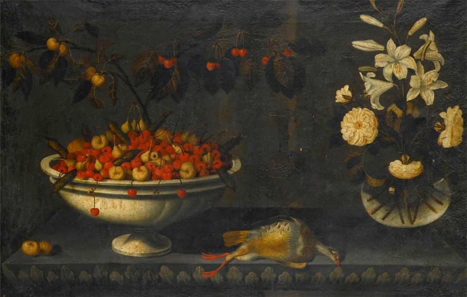 Still Life with a Bowl of Cherries and Other Fruit by Bernardo Polo