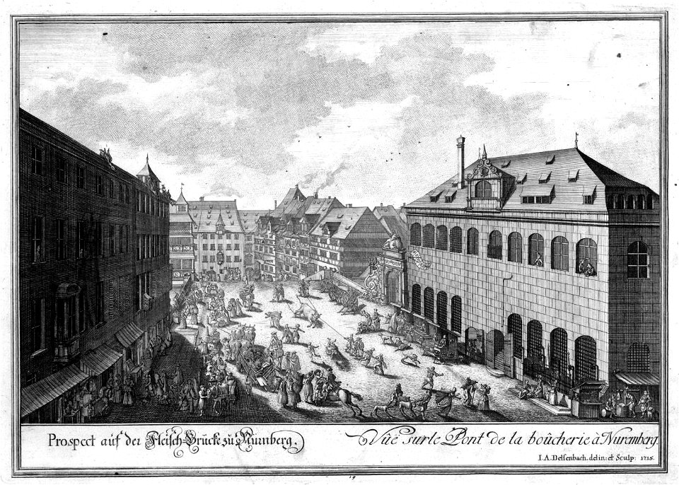 Stich - Nürnberg - Fleischbrücke - Delsenbach - 1715 - Free Stock ...