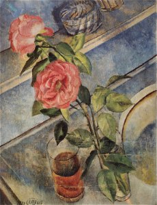 Still-life with roses by Petrov-Vodkin (1922, Kiev)