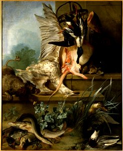 Still Life with a Spaniel Chasing Ducks ( Water ) (Jean-Baptiste Oudry) - Nationalmuseum - 17871