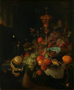 Stilleven met vruchten en een bokaal op hanenpoot Rijksmuseum SK-A-269. Free illustration for personal and commercial use.