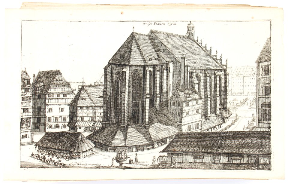 Stich - Nürnberg - Frauenkirche von Osten - Boener - um 1700
