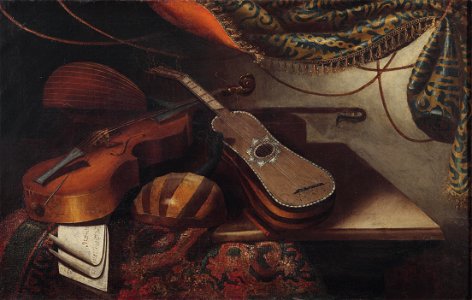 Stillleben mit Musikinstrumenten (Bergamo 17 Jh) 02