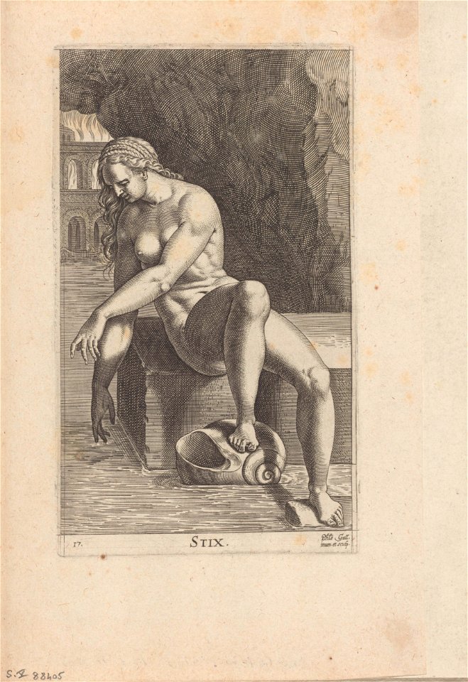 Stix Fait partie du recueil Nimpharum oceanitidum, ephydridum potamidum, naiadum, lynadumque icones - Pl. 17 1587 print by Philip Galle, S.V 88405, Prints Department, Royal Library of Belgium