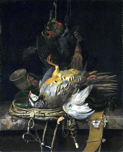 Still life with game by Willem van Aelst. Free illustration for personal and commercial use.